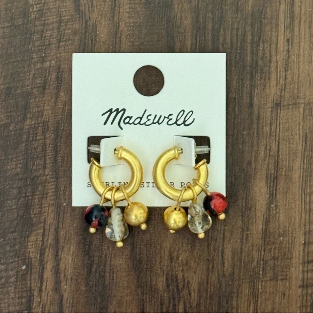Madewell beaded charm chunky mini hoop earring